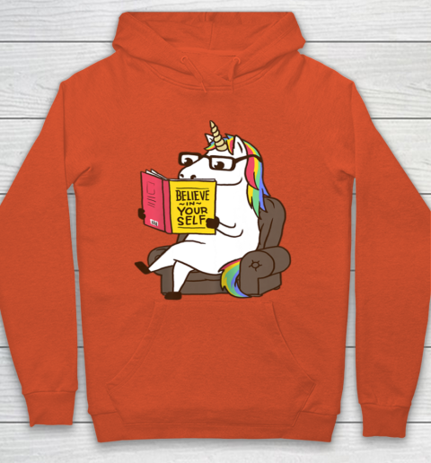 Unicorn Shirt Believe in Yourself Motivational Book Lover Hoodie 5
