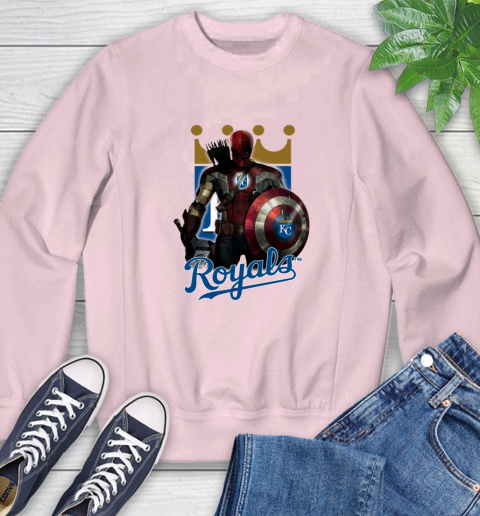 MLB Captain America Thor Spider Man Hawkeye Avengers Endgame Baseball Kansas City Royals Sweatshirt 9