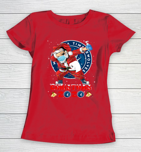 Minnesota Timberwolves Funny Santa Claus Dabbing Christmas 2020 NBA Women's T-Shirt 9