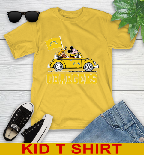 NFL Football Los Angeles Chargers Pluto Mickey Driving Disney Shirt Youth T-Shirt 8
