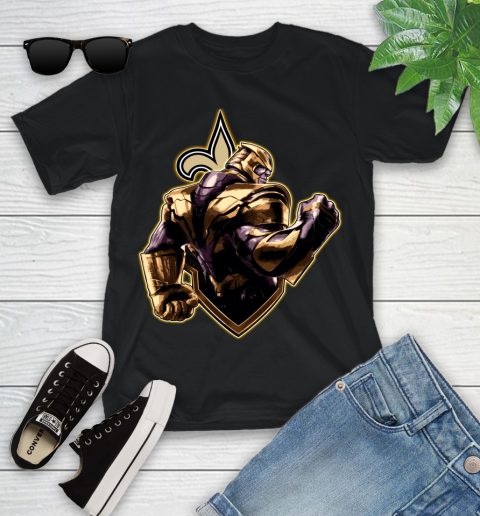 NFL Thanos Avengers Endgame Football Sports New Orleans Saints Youth T-Shirt 2
