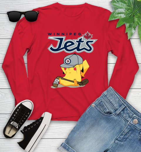 NHL Pikachu Hockey Sports Winnipeg Jets Youth Long Sleeve 11