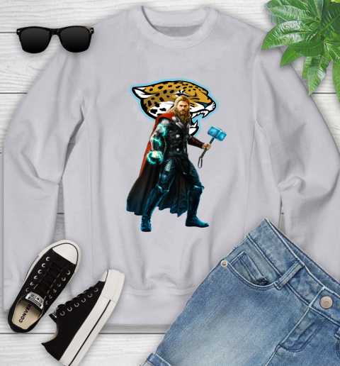 NFL Thor Avengers Endgame Football Jacksonville Jaguars Youth Sweatshirt 4