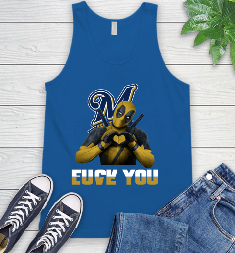MLB Milwaukee Brewers Deadpool Love You Fuck You Baseball Sports Tank Top 4