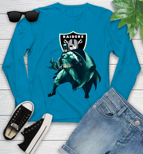 NFL Batman Football Sports Oakland Raiders Youth Long Sleeve 7