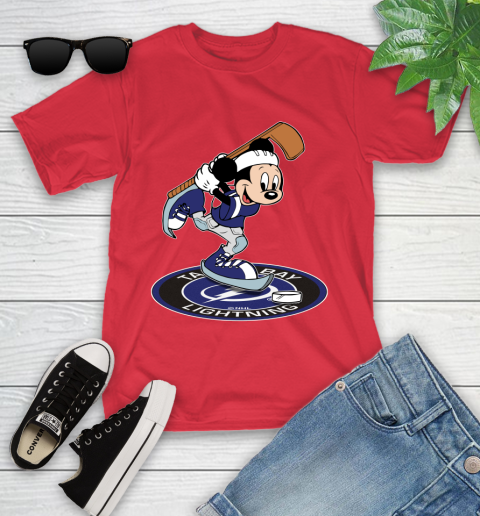 NHL Hockey Tampa Bay Lightning Cheerful Mickey Disney Shirt Youth T-Shirt 10