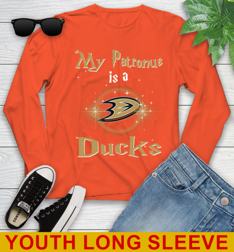 NHL Hockey Harry Potter My Patronus Is A Anaheim Ducks Youth Long Sleeve 3