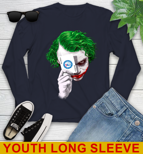 Philadelphia 76ers NBA Basketball Joker Card Shirt Youth Long Sleeve - Image 3