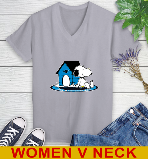 NFL Football Carolina Panthers Snoopy The Peanuts Movie Shirt Women's V-Neck T-Shirt 5