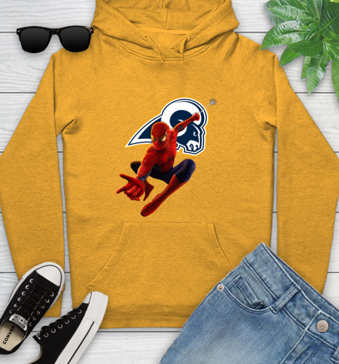NFL Spider Man Avengers Endgame Football Los Angeles Rams Youth Hoodie 3