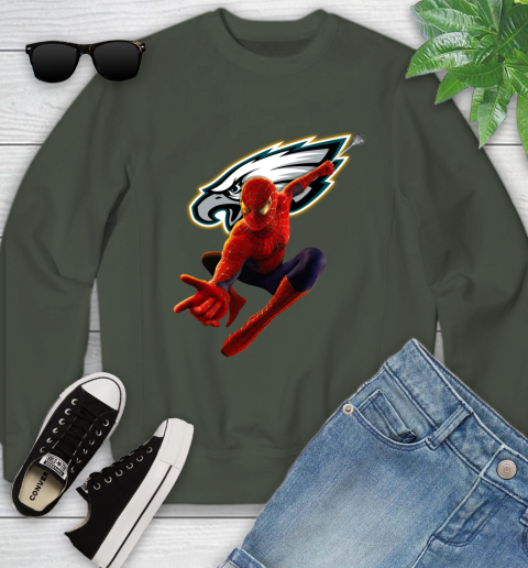 NFL Spider Man Avengers Endgame Football Philadelphia Eagles Youth Sweatshirt 10