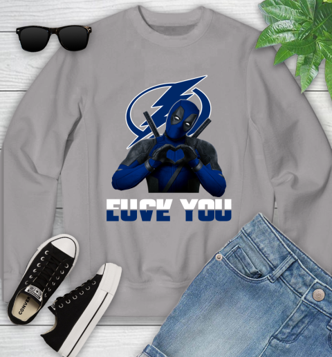 NHL Tampa Bay Lightning Deadpool Love You Fuck You Hockey Sports Youth Sweatshirt 3