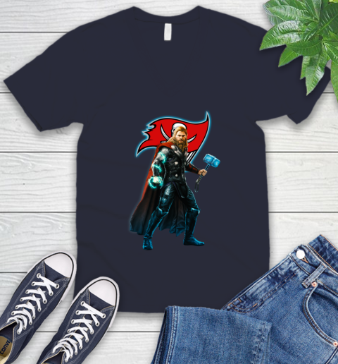 NFL Thor Avengers Endgame Football Tampa Bay Buccaneers V-Neck T-Shirt 3
