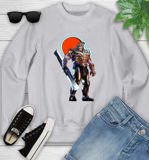 NFL Thanos Gauntlet Avengers Endgame Football Cleveland Browns Youth Sweatshirt 4