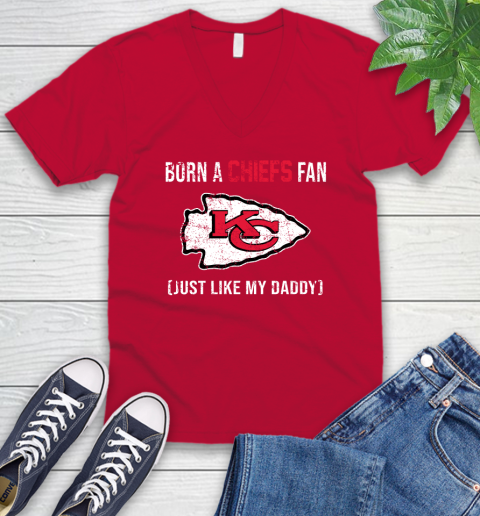 NFL Kansas City Chiefs Football Loyal Fan Just Like My Daddy Shirt V-Neck T-Shirt 6