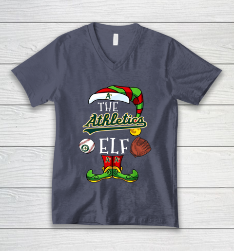 Oakland Athletics Christmas ELF Funny MLB V-Neck T-Shirt 7