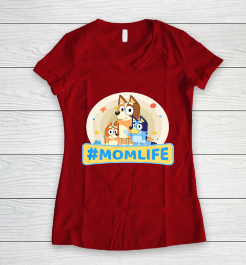 Bluey Mom Family For Life Women's V-Neck T-Shirt 8