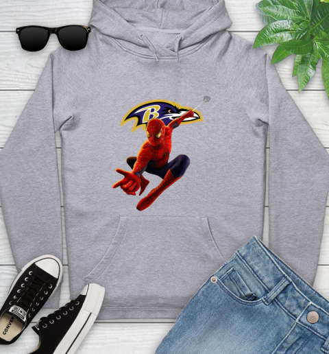 NFL Spider Man Avengers Endgame Football Baltimore Ravens Youth Hoodie 6