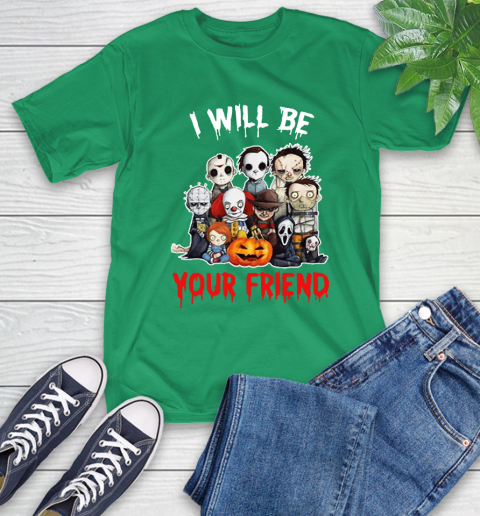 Halloween Horror Movie Characters Chibi I Will Be Your Friend T-Shirt 4