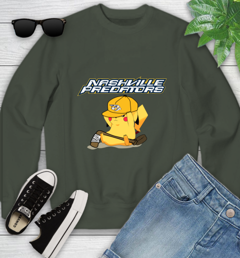 NHL Pikachu Hockey Sports Nashville Predators Youth Sweatshirt 10