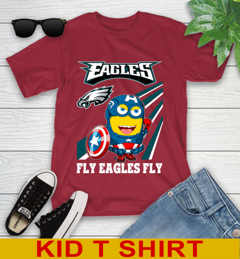 NFL Football Philadelphia Eagles Captain America Marvel Avengers Minion Shirt Youth T-Shirt 12