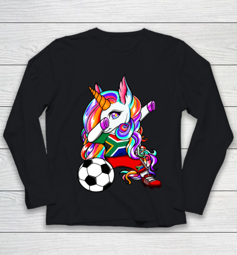 Dabbing Unicorn South Africa Soccer Fans Jersey Football Youth Long Sleeve