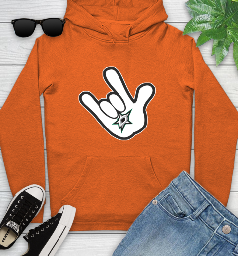 Dallas Stars NHL Hockey Mickey Rock Hand Disney Youth Hoodie 5