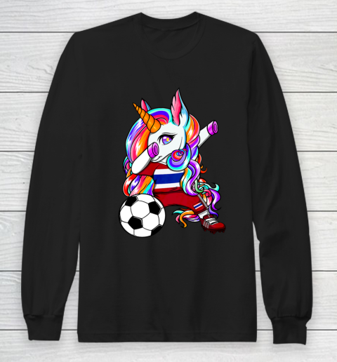 Dabbing Unicorn Thailand Soccer Fans Jersey Thai Football Long Sleeve T-Shirt