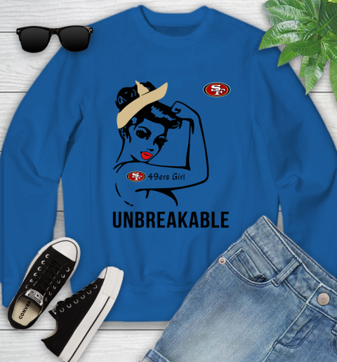 NFL San Francisco 49ers Girl Unbreakable Football Sports Youth Sweatshirt 4