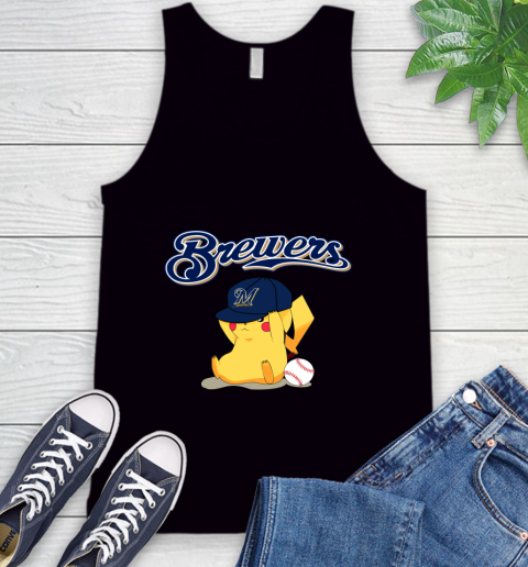 MLB Pikachu Baseball Sports Milwaukee Brewers Tank Top 2