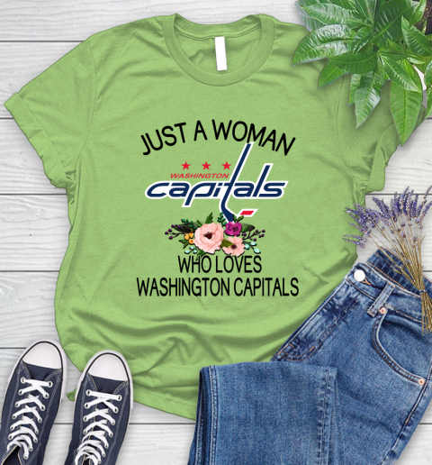 NHL Just A Woman Who Loves Washington Capitals Hockey Sports Women's T-Shirt 7