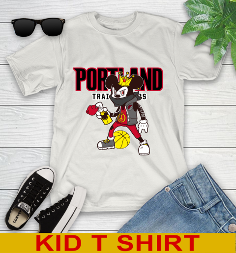 Portland Trail Blazers NBA Basketball Mickey Peace Sign Sports Youth T-Shirt 12