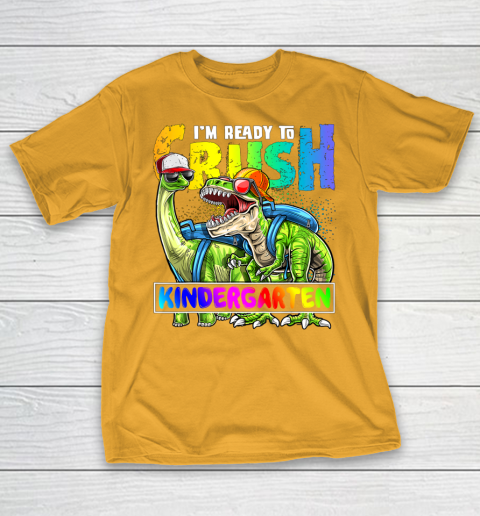 Next Level t shirts I m Ready To Crush Kindergarten T Rex Dino Holding Pencil Back To School T-Shirt 2