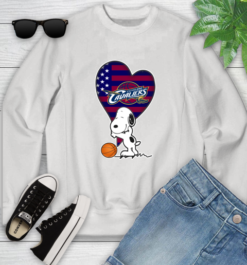Cleveland Cavaliers NBA Basketball The Peanuts Movie Adorable Snoopy Youth Sweatshirt