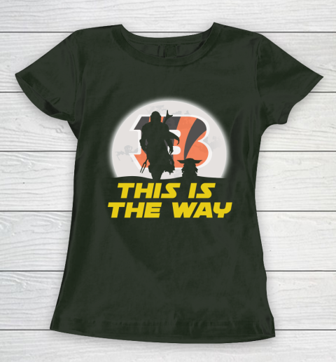 Cincinnati Bengals NFL Football Star Wars Yoda And Mandalorian This Is The Way Women's T-Shirt 4