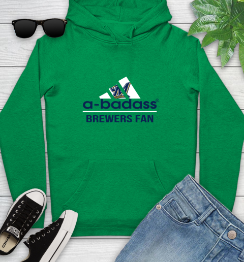 MLB A Badass Milwaukee Brewers Fan Adidas Baseball Sports Youth Hoodie 9