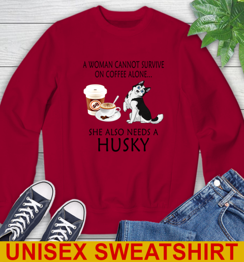 Women cannot survive on coffee alone she also need a HUSKY tshirt 28