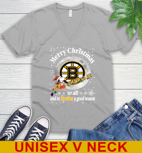 Boston Bruins Merry Christmas To All And To Bruins A Good Season NHL Hockey Sports V-Neck T-Shirt 3