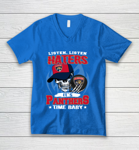 Listen Haters It is PANTHERS Time Baby NHL V-Neck T-Shirt 5