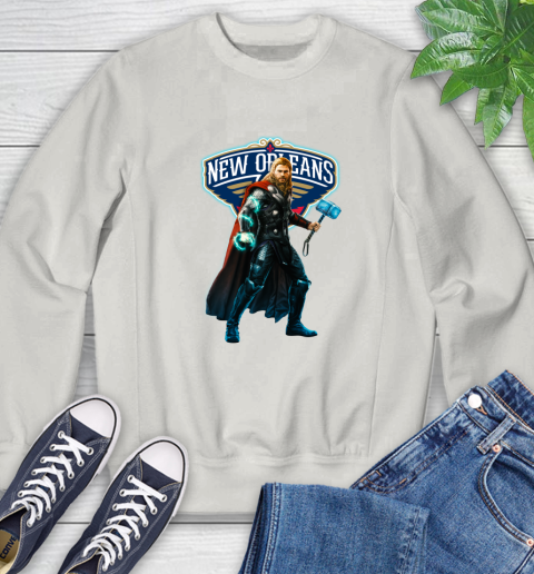 NBA Thor Avengers Endgame Basketball New Orleans Pelicans Sweatshirt 12