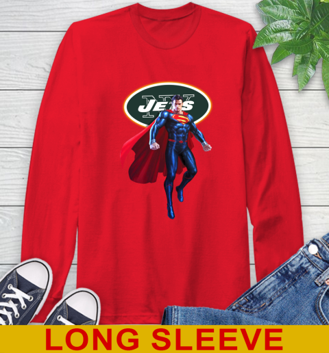 NFL Superman DC Sports Football New York Jets Long Sleeve T-Shirt 10