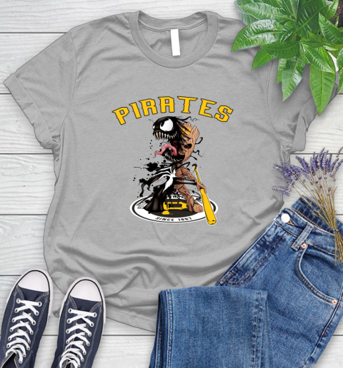 MLB Pittsburgh Pirates Baseball Venom Groot Guardians Of The Galaxy Women's T-Shirt 5