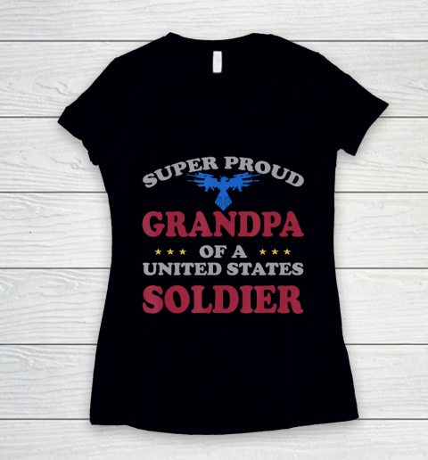 GrandFather gift shirt Veteran Super Proud Grandpa of a United States Soldier T Shirt Women's V-Neck T-Shirt
