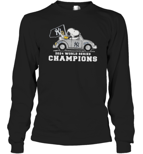 Peanuts Snoopy And Woodstock On Car X New York Yankees World Series Champions Long Sleeve T-Shirt