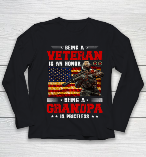 Veteran Shirt Being A Veterans is An Honor Being A Grandpa is Priceless Youth Long Sleeve