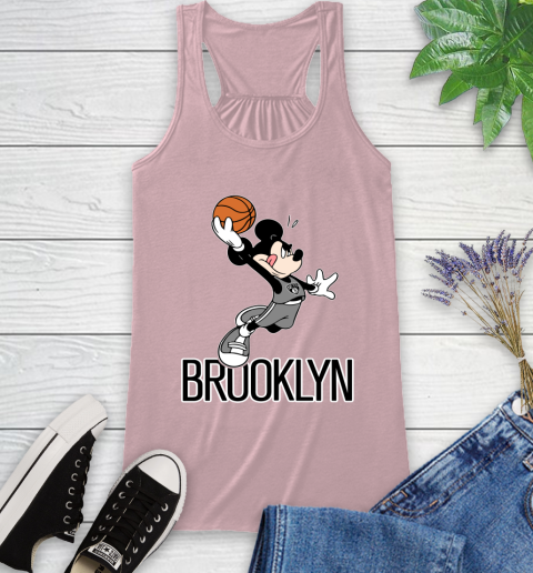 NBA Basketball Brooklyn Nets Cheerful Mickey Mouse Shirt Racerback Tank 10