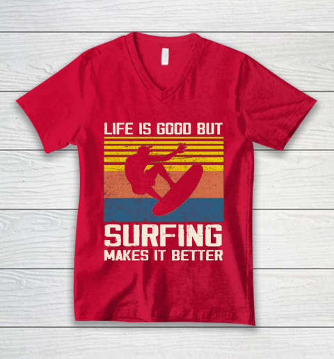 Life is good but Surfing makes it better V-Neck T-Shirt 6