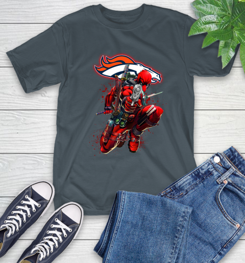 NFL Deadpool Marvel Comics Sports Football Denver Broncos T-Shirt 9