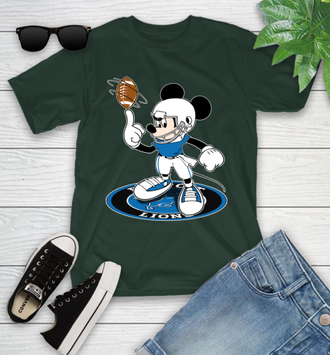 NFL Football Detroit Lions Cheerful Mickey Disney Shirt Youth T-Shirt 5