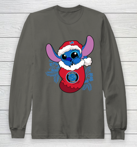 Detroit Lions Christmas Stitch In The Sock Funny Disney NFL Long Sleeve T-Shirt 8